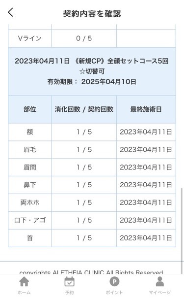 アリシアクリニック契約内容